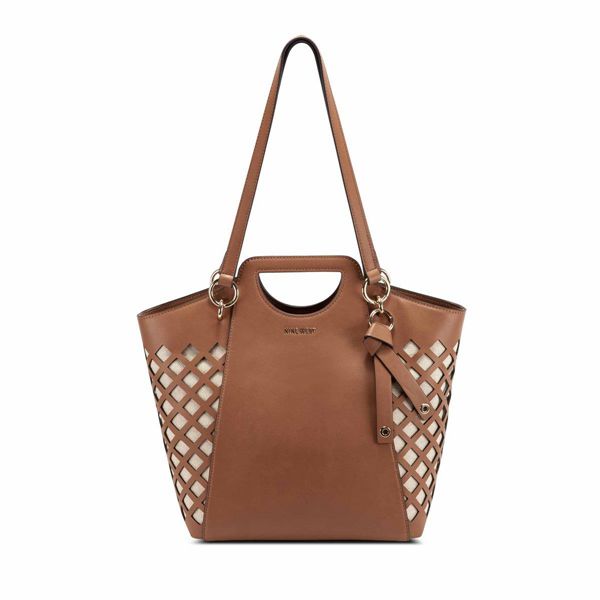 Nine West Zahari Cut Out Brown White Tote Bag | South Africa 85D72-3P31